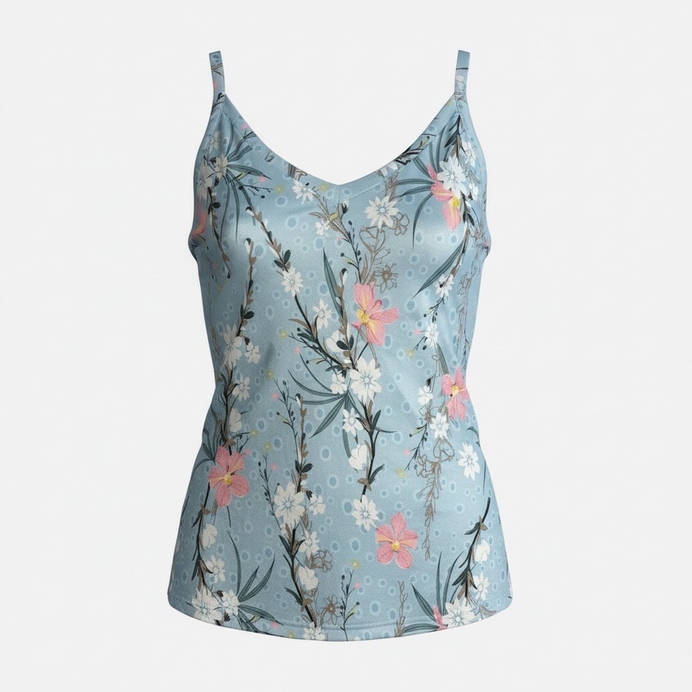 Beautiful Noracora Floral Blue Camisole Top